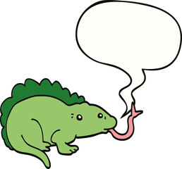 cartoon lizard and speech bubble