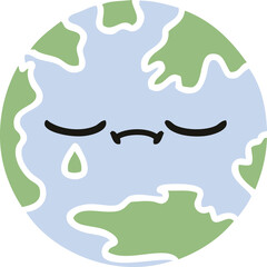 flat color retro cartoon planet earth