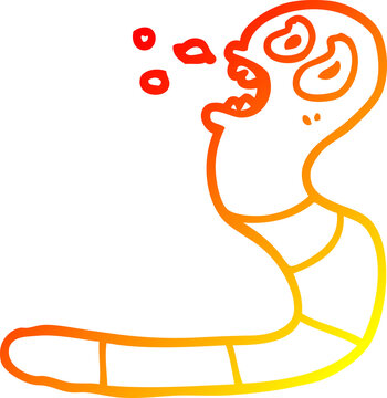 recommend clip art: warm gradient line drawing cartoon frightened worm