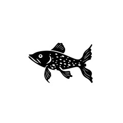 Exotic Aquarium Fish Logo Monochrome Design Style