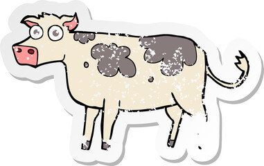 retro distressed sticker of a cartoon cow