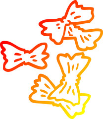 warm gradient line drawing cartoon pasta shapes