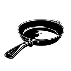 Frying Skillet Logo Monochrome Design Style
