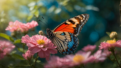 Fototapeta na wymiar Beautiful butterfly on flower