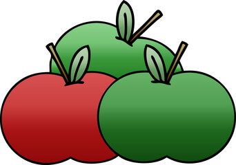 gradient shaded cartoon juicy apple