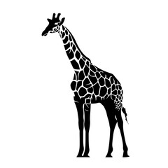 Giraffe Silhouette Logo Monochrome Design Style