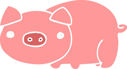 flat color style cartoon pig