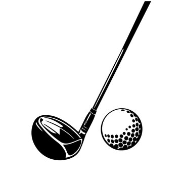 Golf Back Stick And Ball Logo Monochrome Design Style