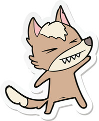 sticker of a angry wolf cartoon