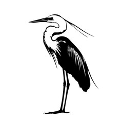 Great Egret Logo Monochrome Design Style - obrazy, fototapety, plakaty
