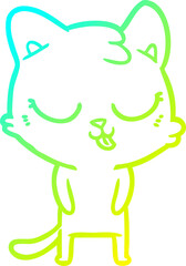 cold gradient line drawing cartoon cat