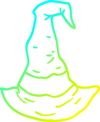 cold gradient line drawing cartoon witch hat