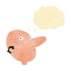 cartoon balding man with thought bubble