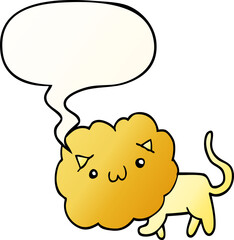 cartoon lion and speech bubble in smooth gradient style