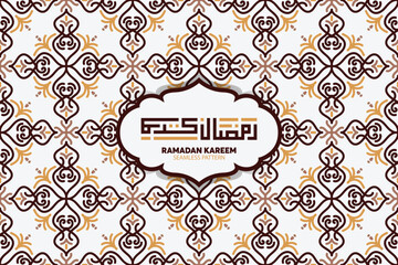 Ramadan Kareem seamless pattern background. Islamic greeting card template with ramadan for wallpaper design. Poster, media banner.