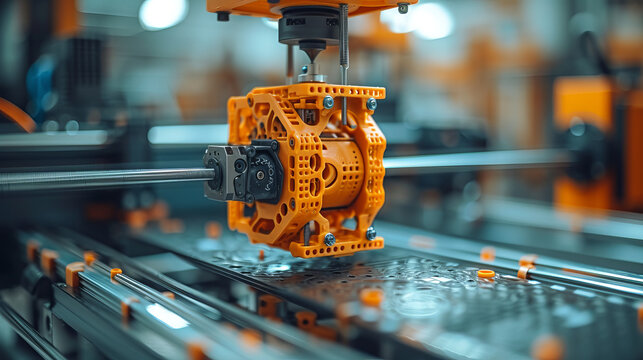 overhead view of engineer tuning 3d printer in the factory, generative ai