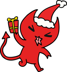 christmas cartoon of kawaii devil
