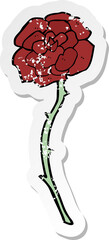 retro distressed sticker of a rose tattoo cartoon