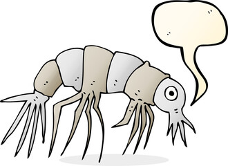 cartoon shrimp with speech bubble