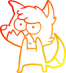 warm gradient line drawing cartoon annoyed fox