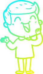 cold gradient line drawing cartoon happy man