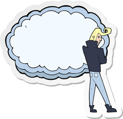 sticker of a cartoon rocker with cloud