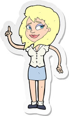 sticker of a cartoon pretty woman with idea