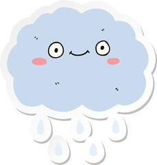 sticker of a cute cartoon cloud