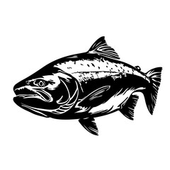 King salmon fish Logo Monochrome Design Style
