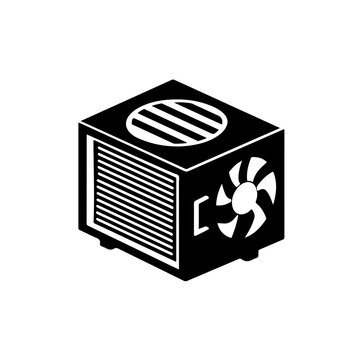 Isometric air conditioner Logo Monochrome Design Style
