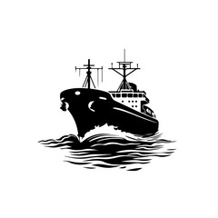 Lake Freighter Logo Monochrome Design Style - obrazy, fototapety, plakaty