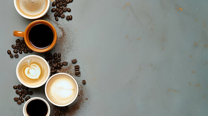 Variety of Coffee Brews, With Free Copy Space. AI Generative