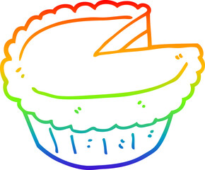 rainbow gradient line drawing cartoon pie