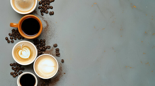 Variety of Coffee Brews, With Free Copy Space. AI Generative