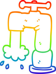 rainbow gradient line drawing cartoon pouring faucet
