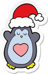sticker of a cute christmas penguin