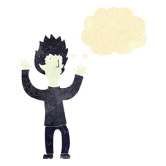 cartoon vampire with thought bubble