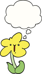 cartoon flower and thought bubble