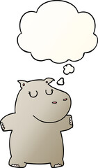 cartoon hippo and thought bubble in smooth gradient style