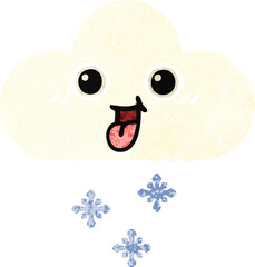 retro illustration style cartoon snow cloud