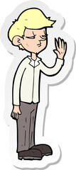 sticker of a cartoon arrogant boy