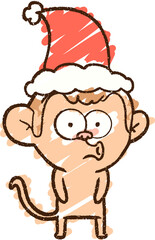 Festive Monkey Chalk Drawing