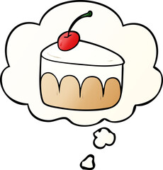 cartoon dessert and thought bubble in smooth gradient style