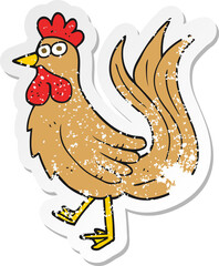 retro distressed sticker of a cartoon cock