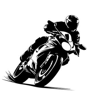 Motorcycle Driving Fast Logo Monochrome Design Style