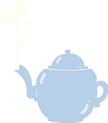 flat color illustration of a cartoon teapot