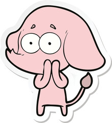 sticker of a cartoon unsure elephant