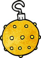cartoon doodle golden xmas bauble