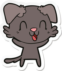 sticker of a laughing cartoon dog