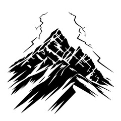 Mountains And Thunder Sky Logo Monochrome Design Style